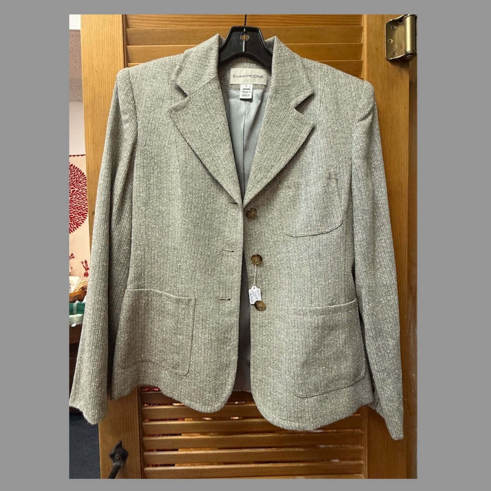 Evan Picone Women's Gray Tweed Blazer Jacket, Size: 6, EUC